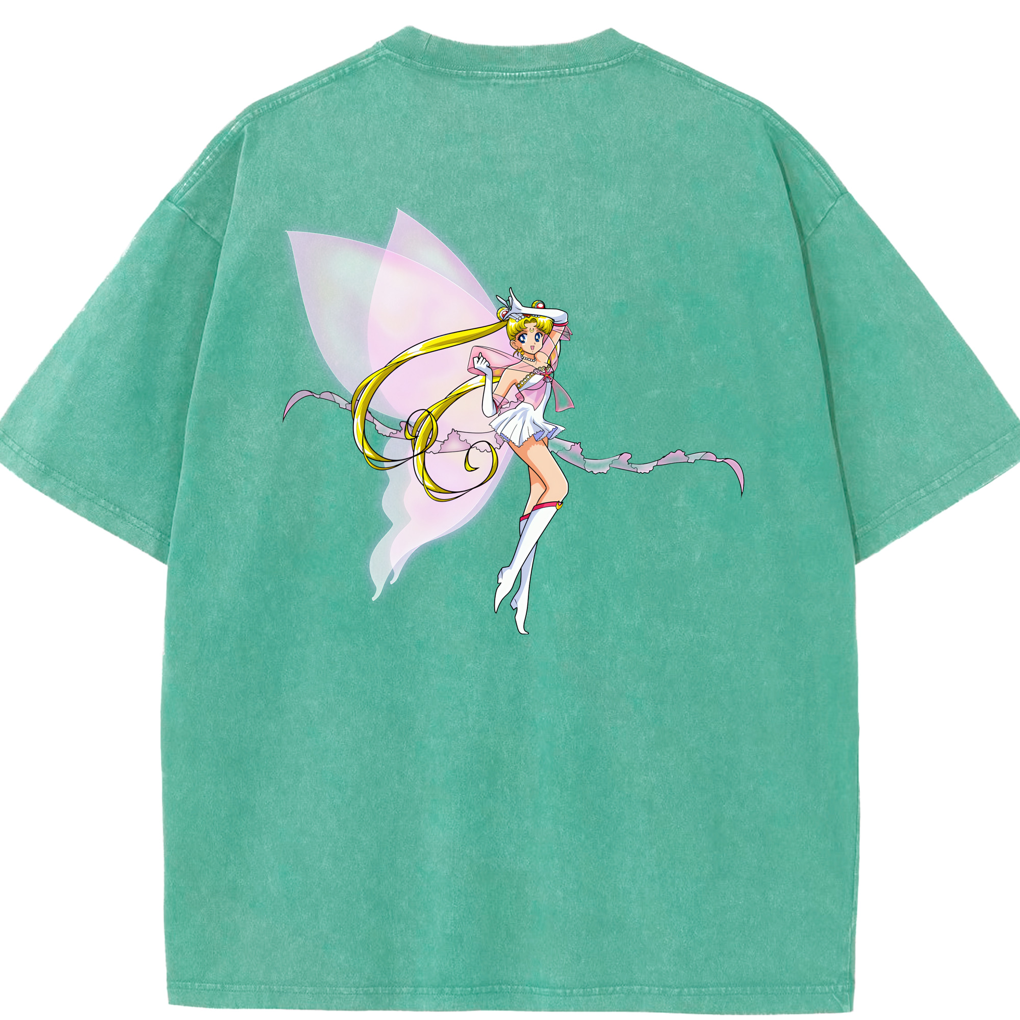 （画像用） 美少女戦士セーラームーン 月野 うさぎ つきの うさぎ Sailor Moon Tsukino Usagi 綿100% ヴィンテージ風 半袖Tシャツ（背面プリント）